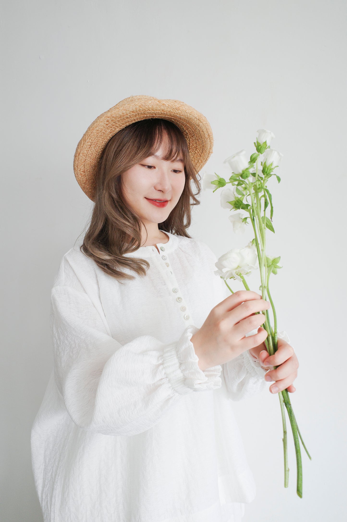 Buttons and Pattern Top - White