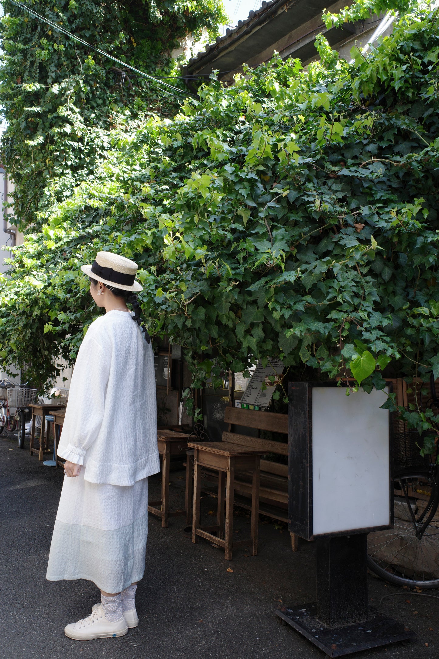 Pattern Skirt - White x GreenBlue (Pre-order)