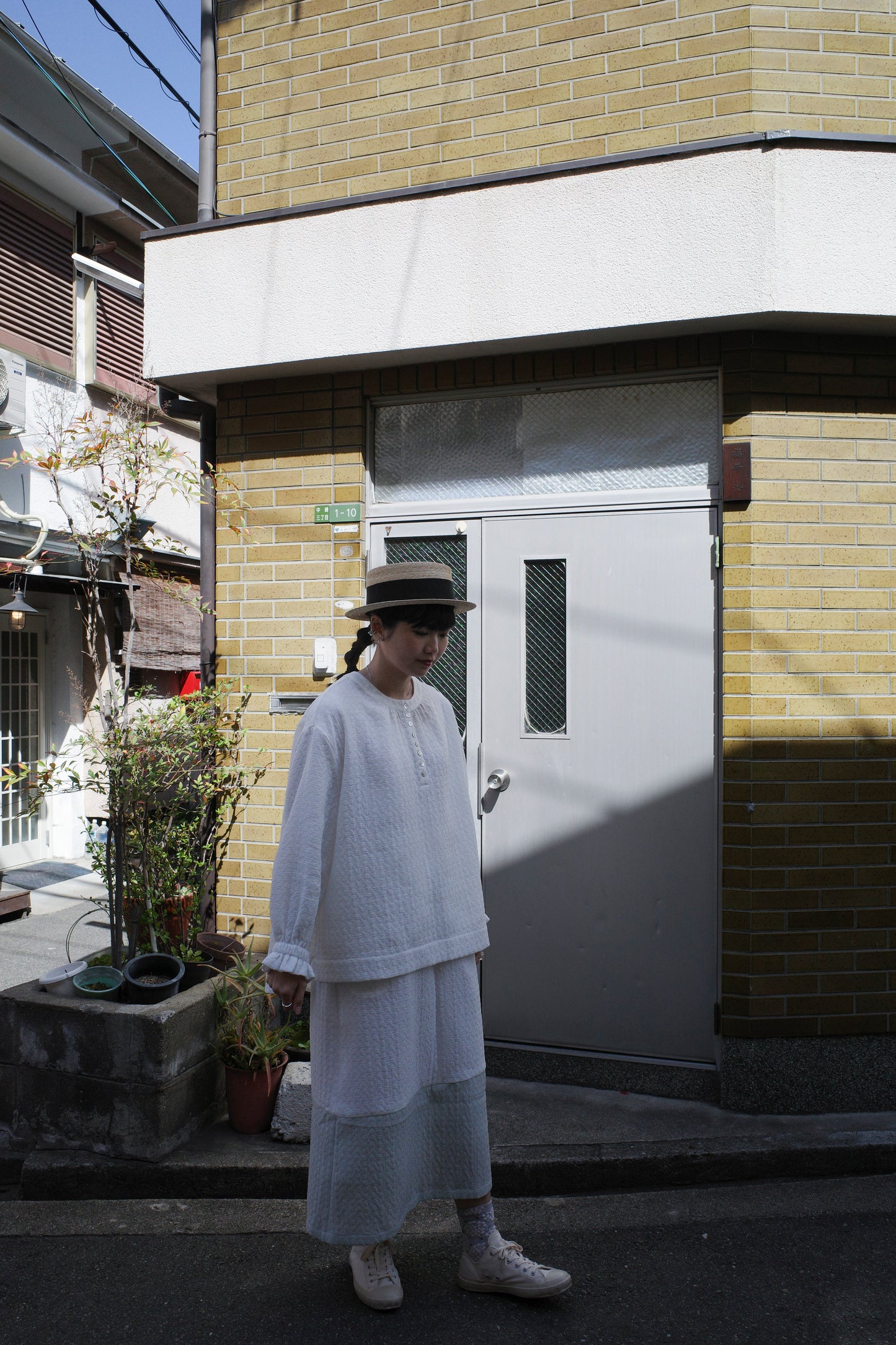 Pattern Skirt - White x GreenBlue (Pre-order)