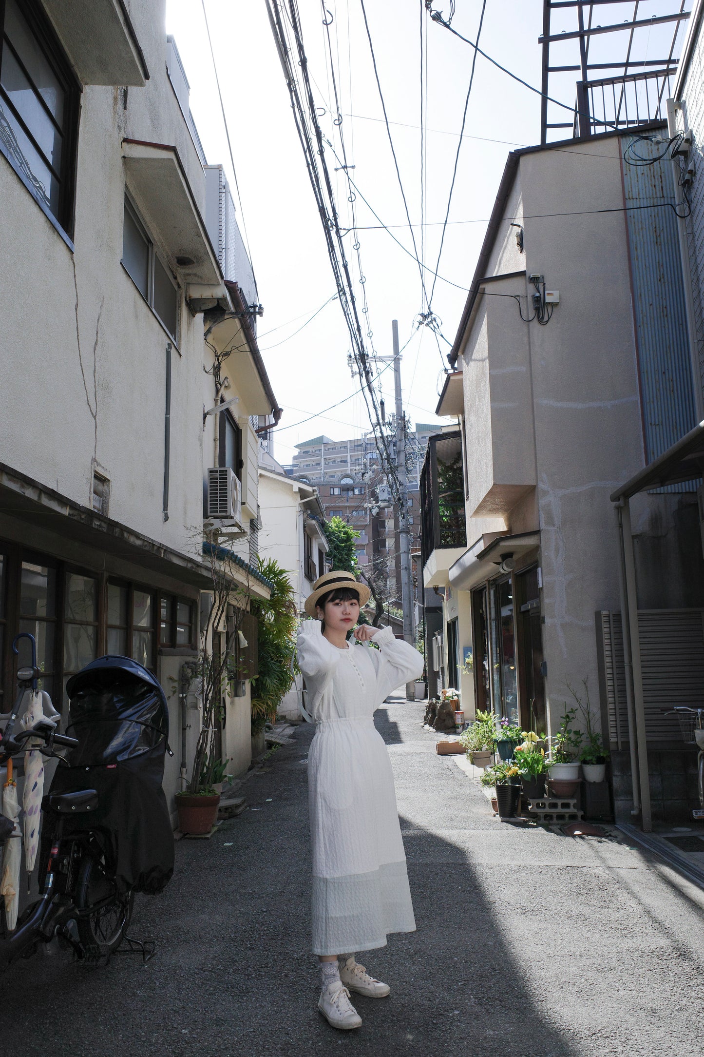 Pattern Skirt - White x GreenBlue (Pre-order)