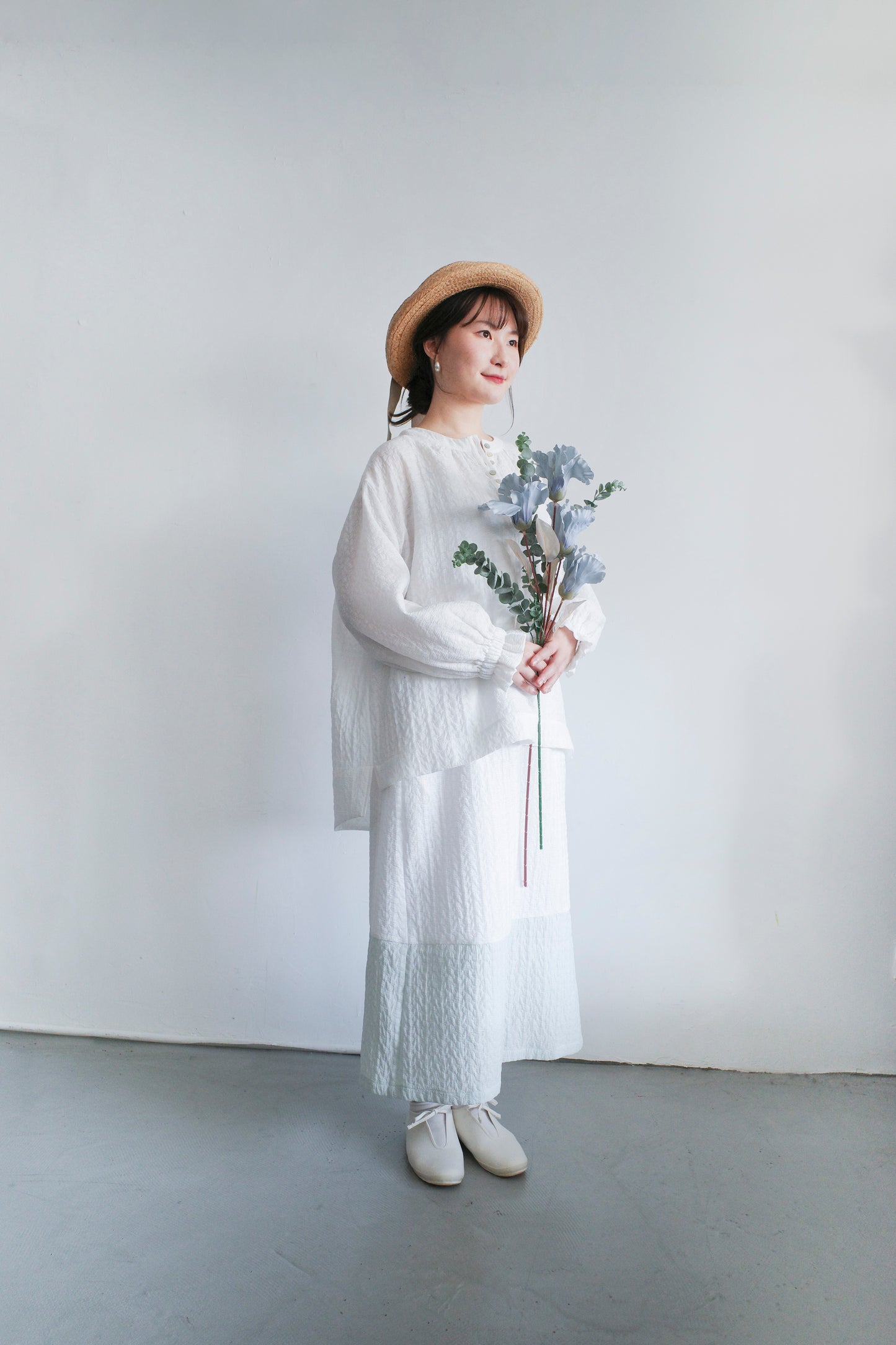 Pattern Skirt - White x GreenBlue (Pre-order)