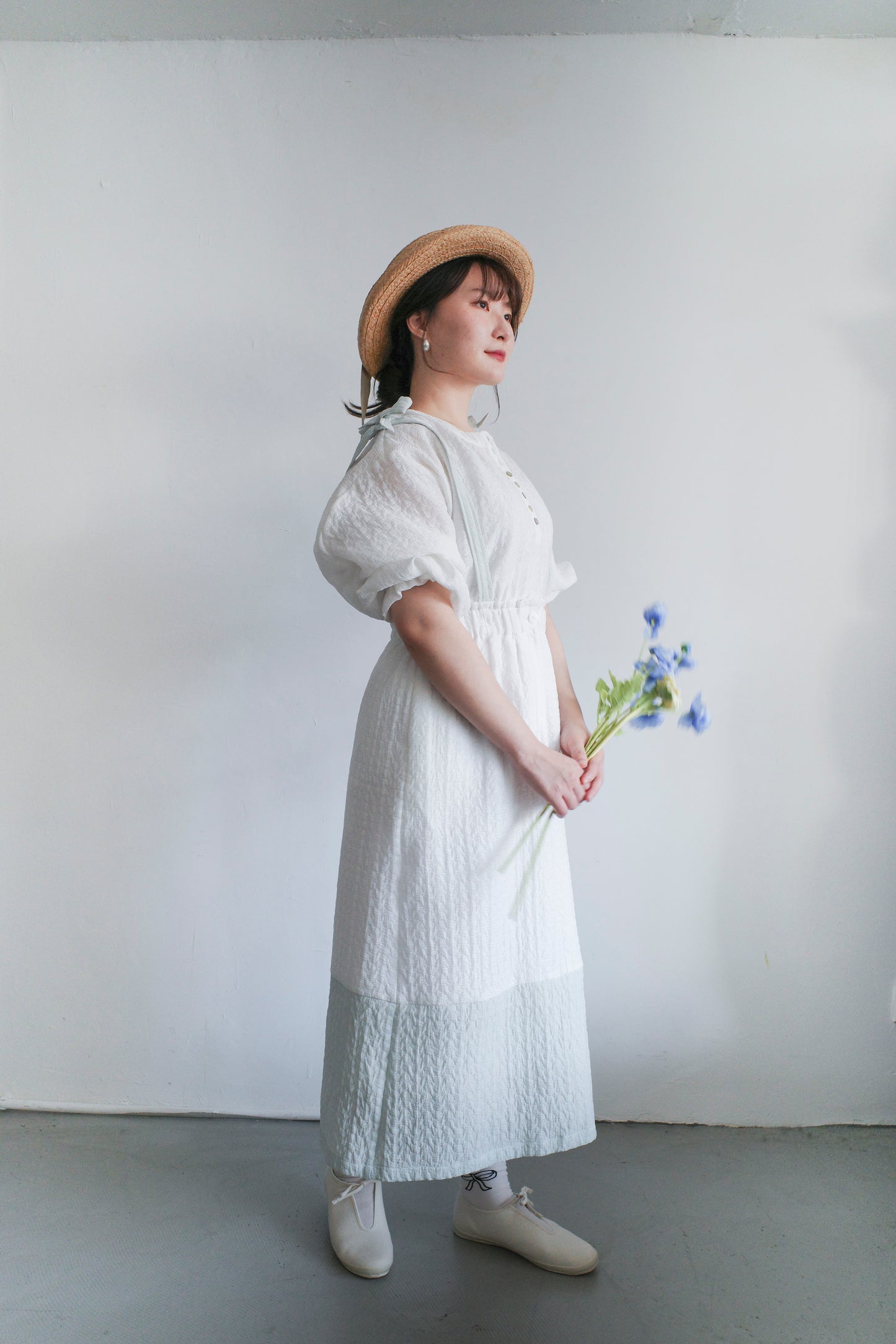 Pattern Skirt - White x GreenBlue (Pre-order)