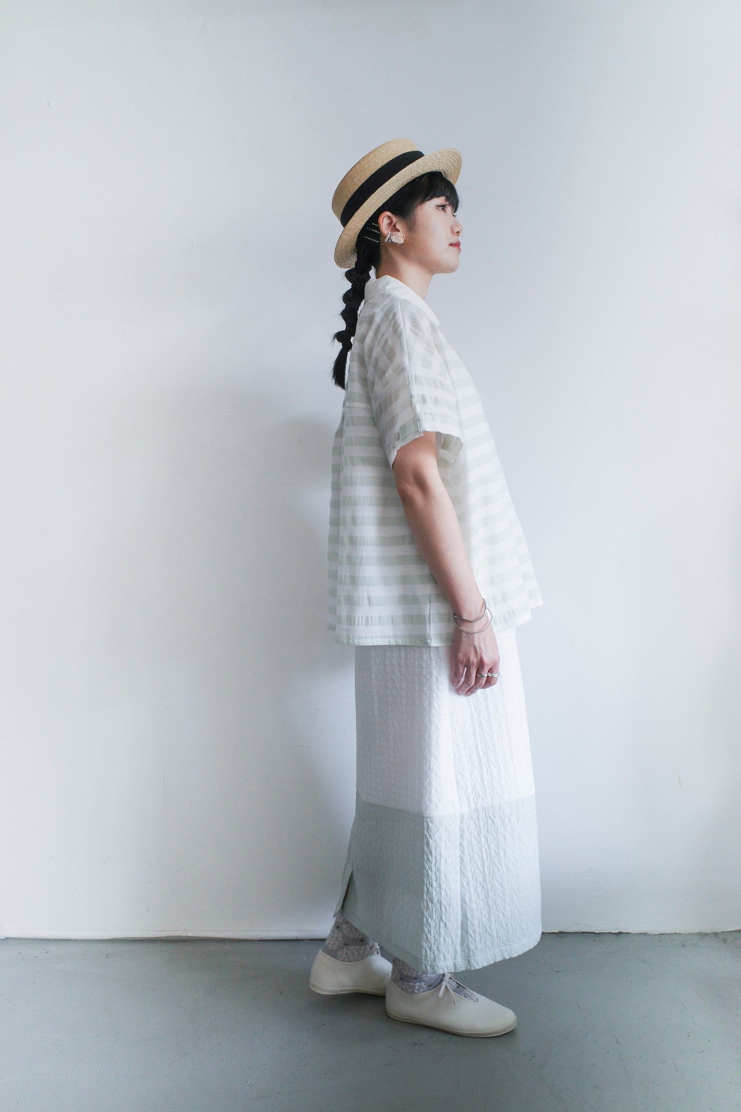 Pattern Skirt - White x GreenBlue (Pre-order)