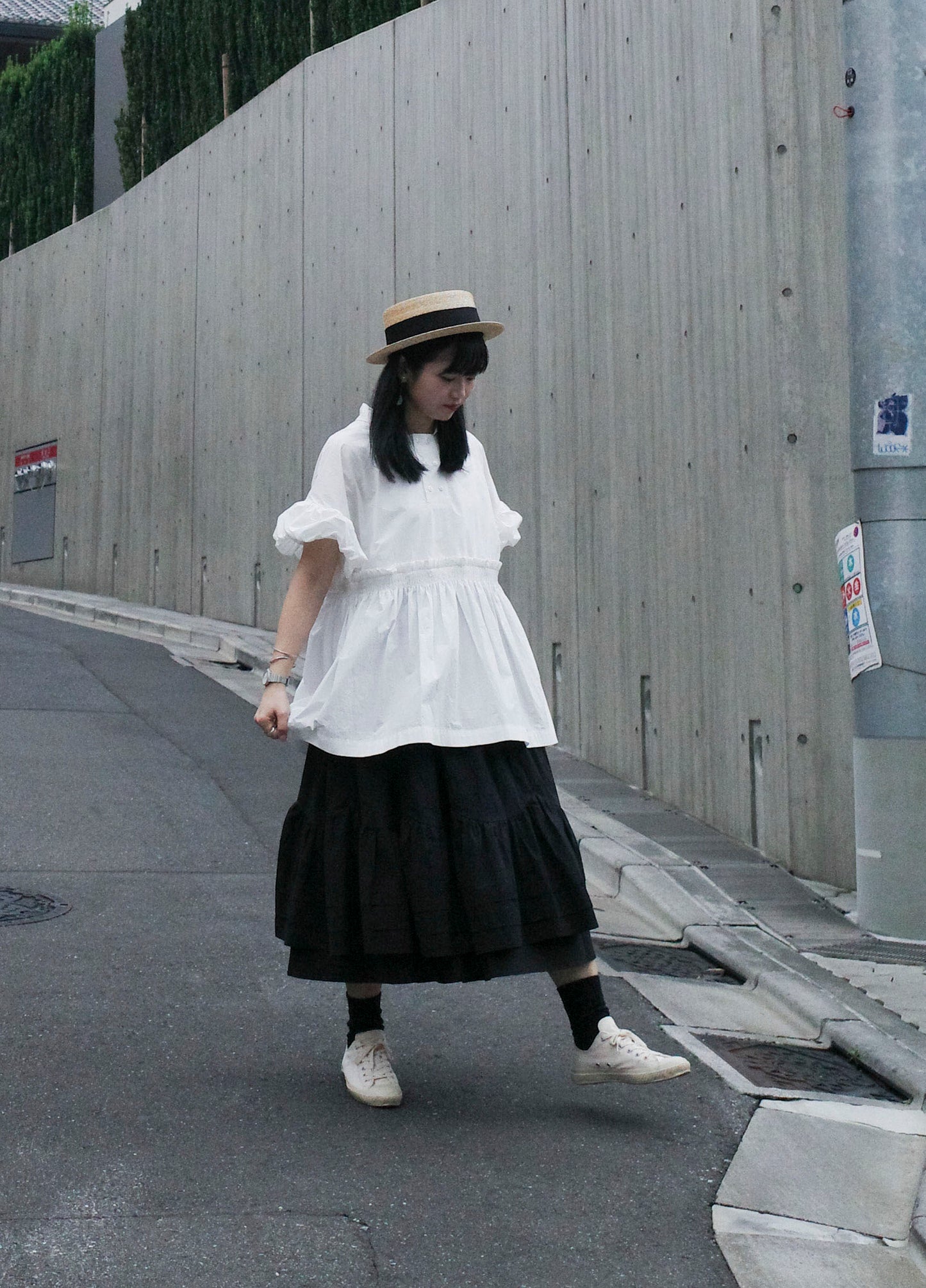 Petalage Double-layer Skirt - Black (Pre-Order)
