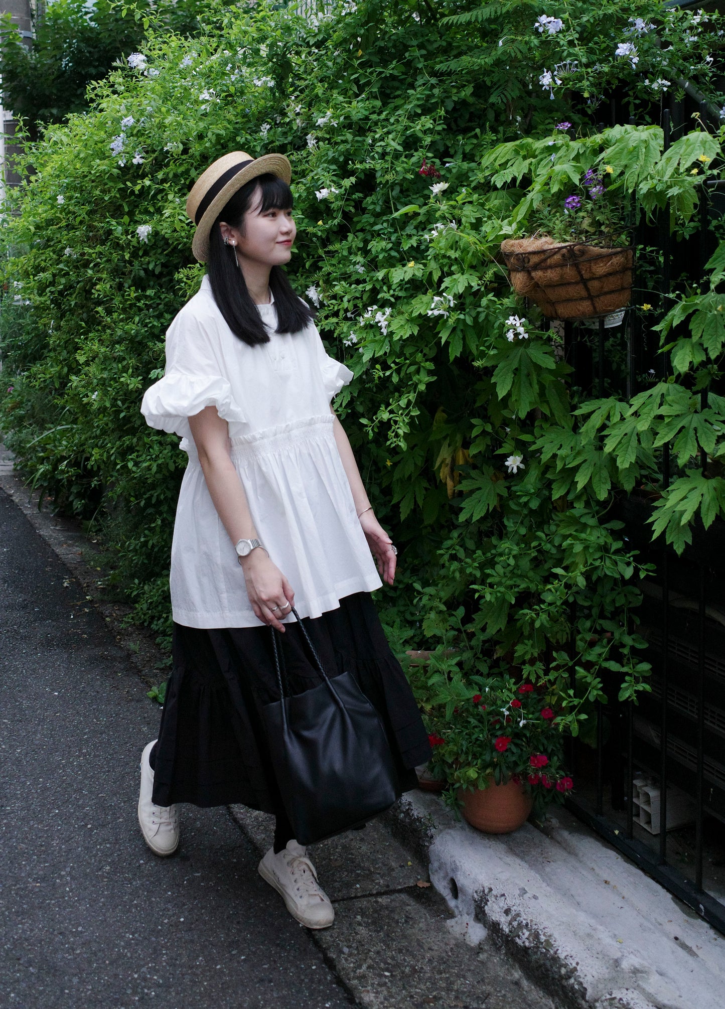 Petalage Double-layer Skirt - Black (Pre-Order)