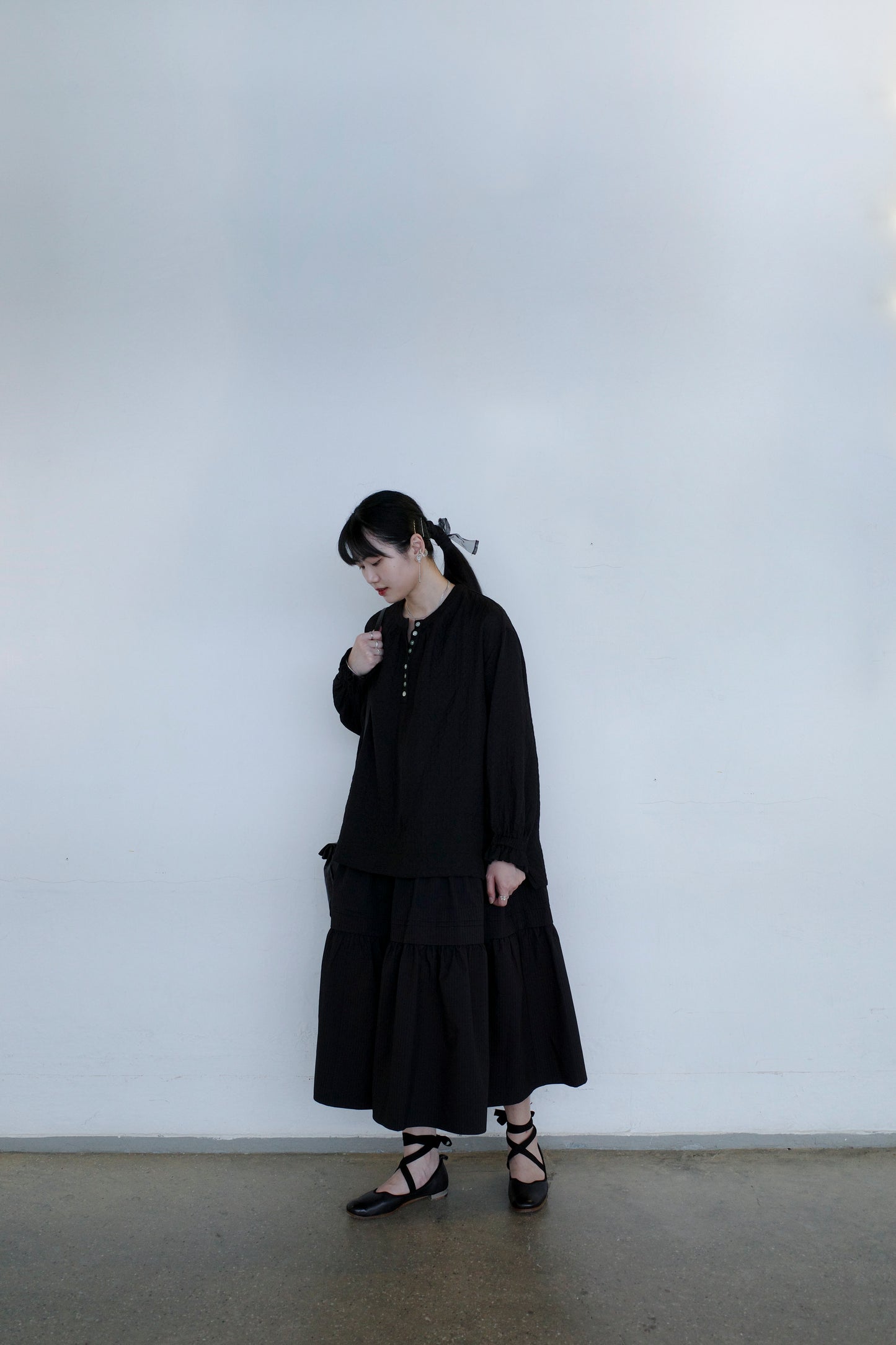Buttons and Pattern Top - Black