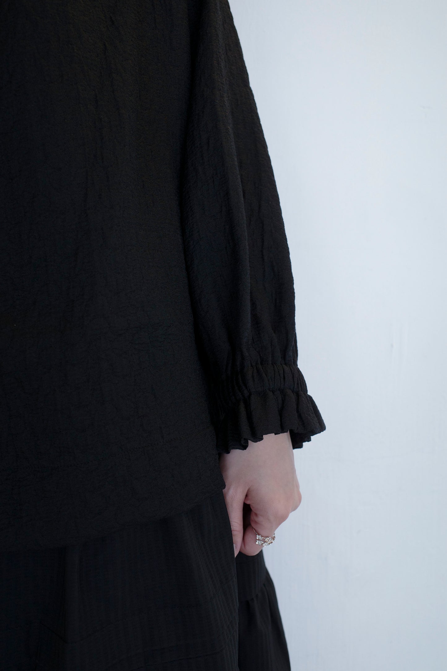 Buttons and Pattern Top - Black