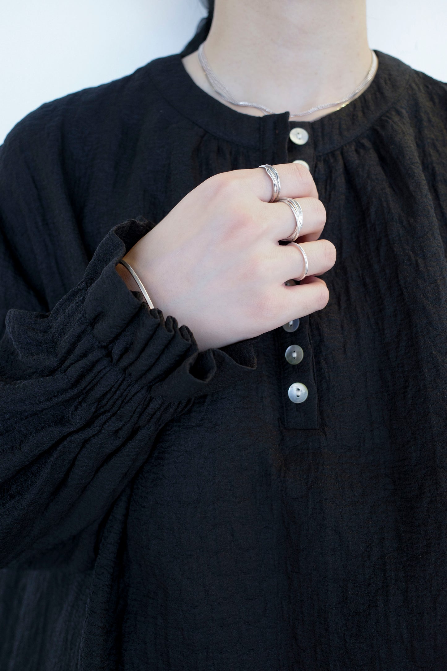 Buttons and Pattern Top - Black