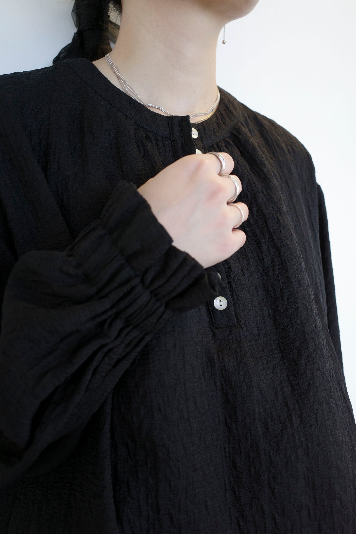 Buttons and Pattern Top - Black