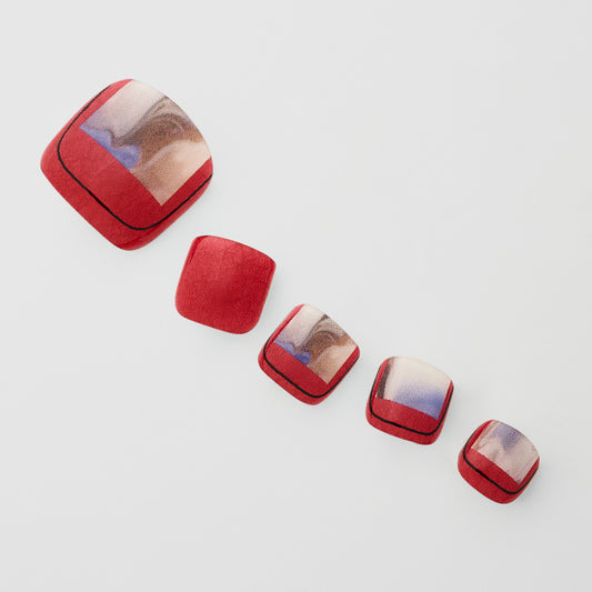 Raw Gel Nails - Heat meets calm (Toe Nails Serie)