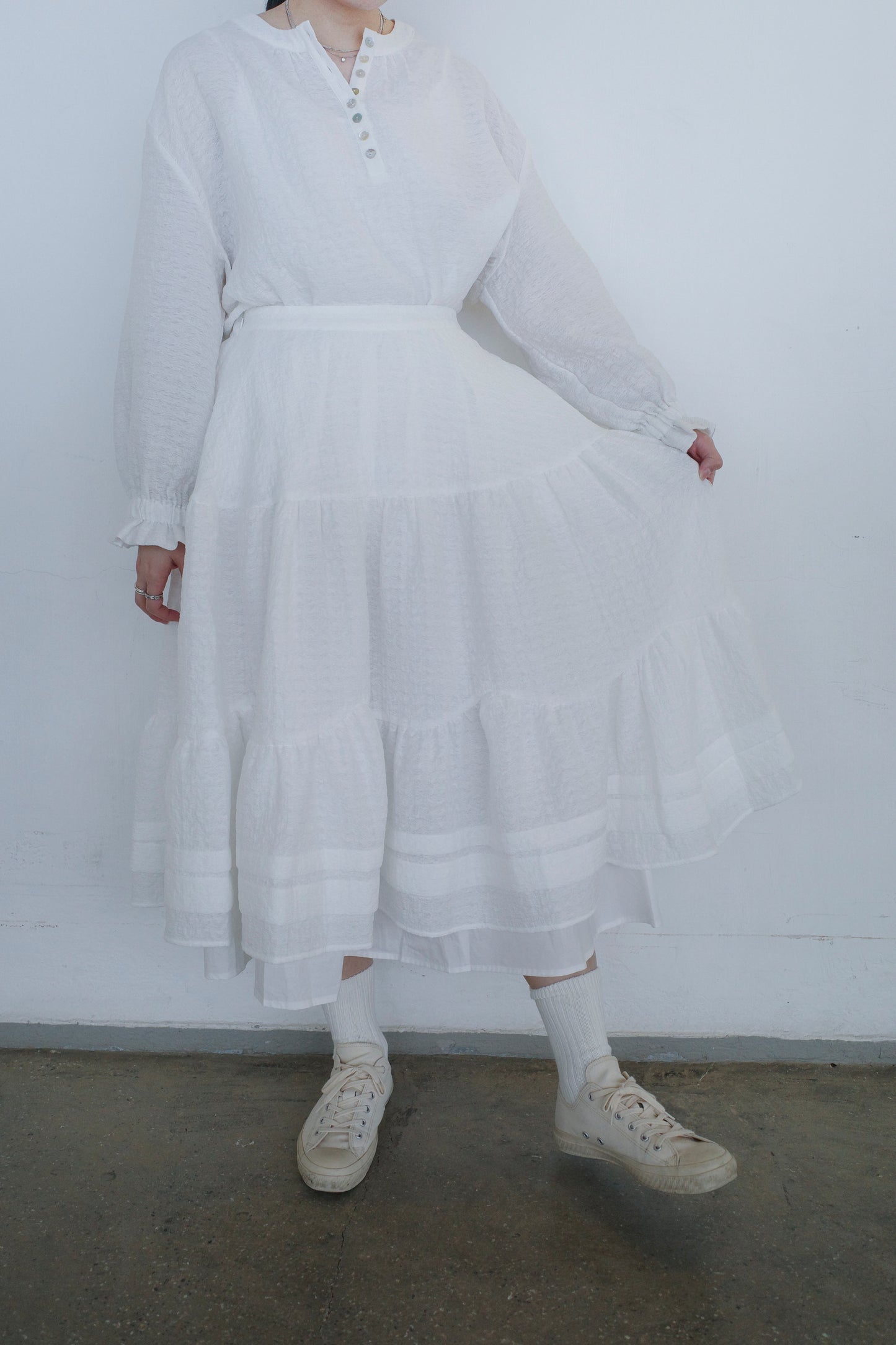 Petalage Double-layer Skirt-White (pre-order)