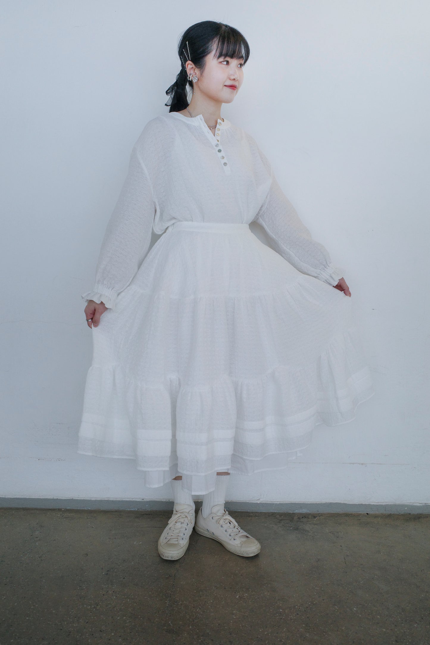 Petalage Double-layer Skirt-White (pre-order)