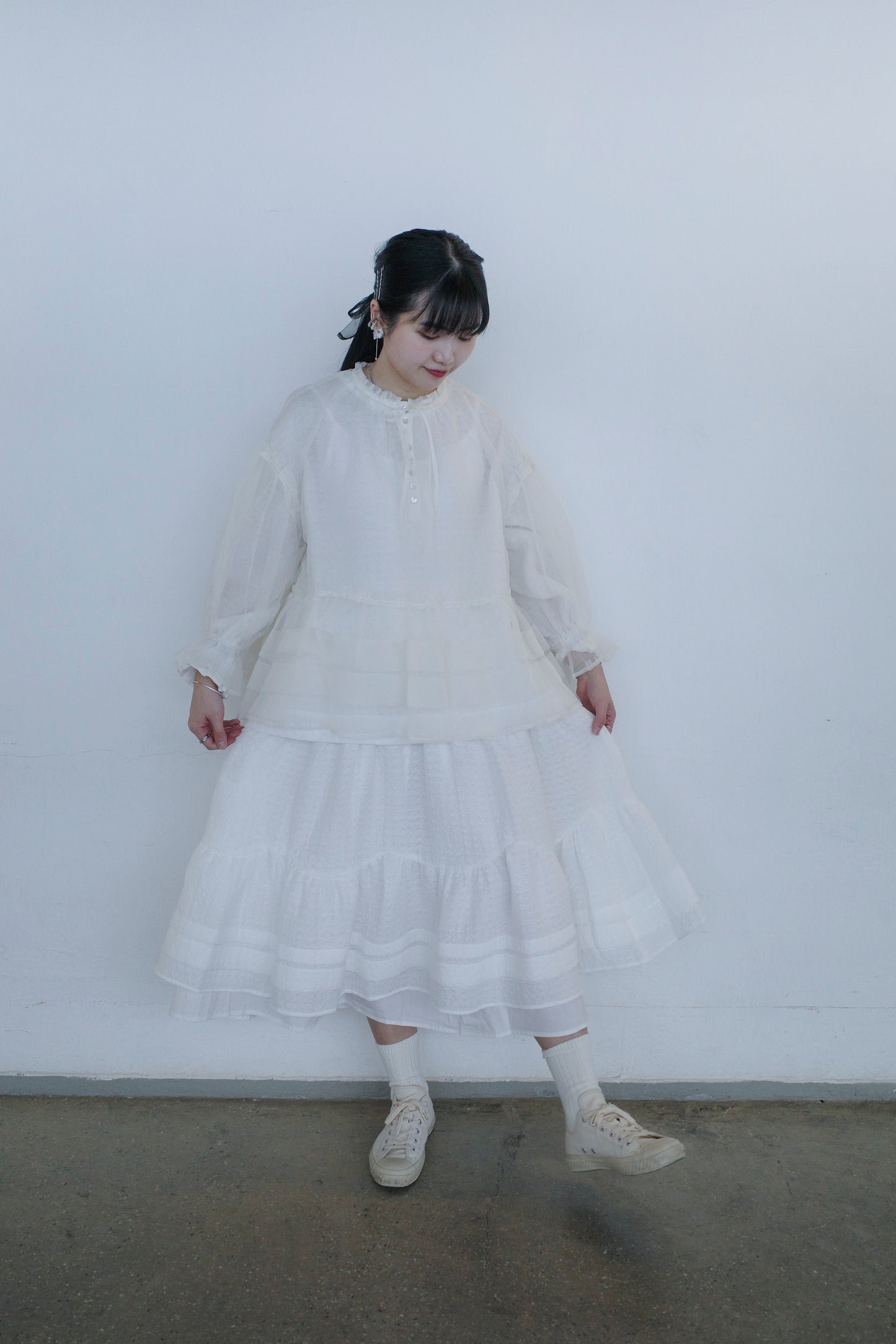 Petalage Double-layer Skirt-White (pre-order)