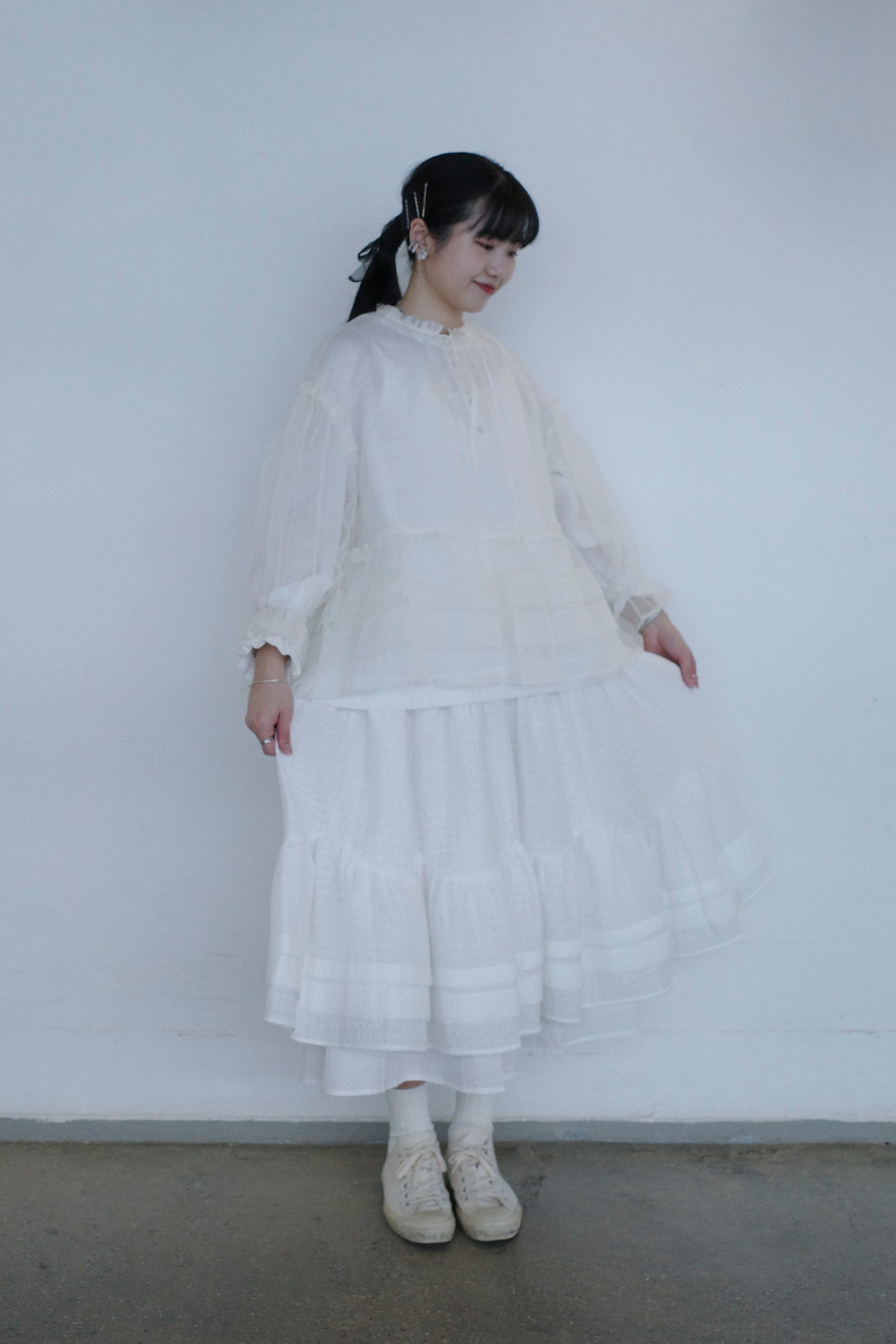 Petalage Double-layer Skirt-White (pre-order)