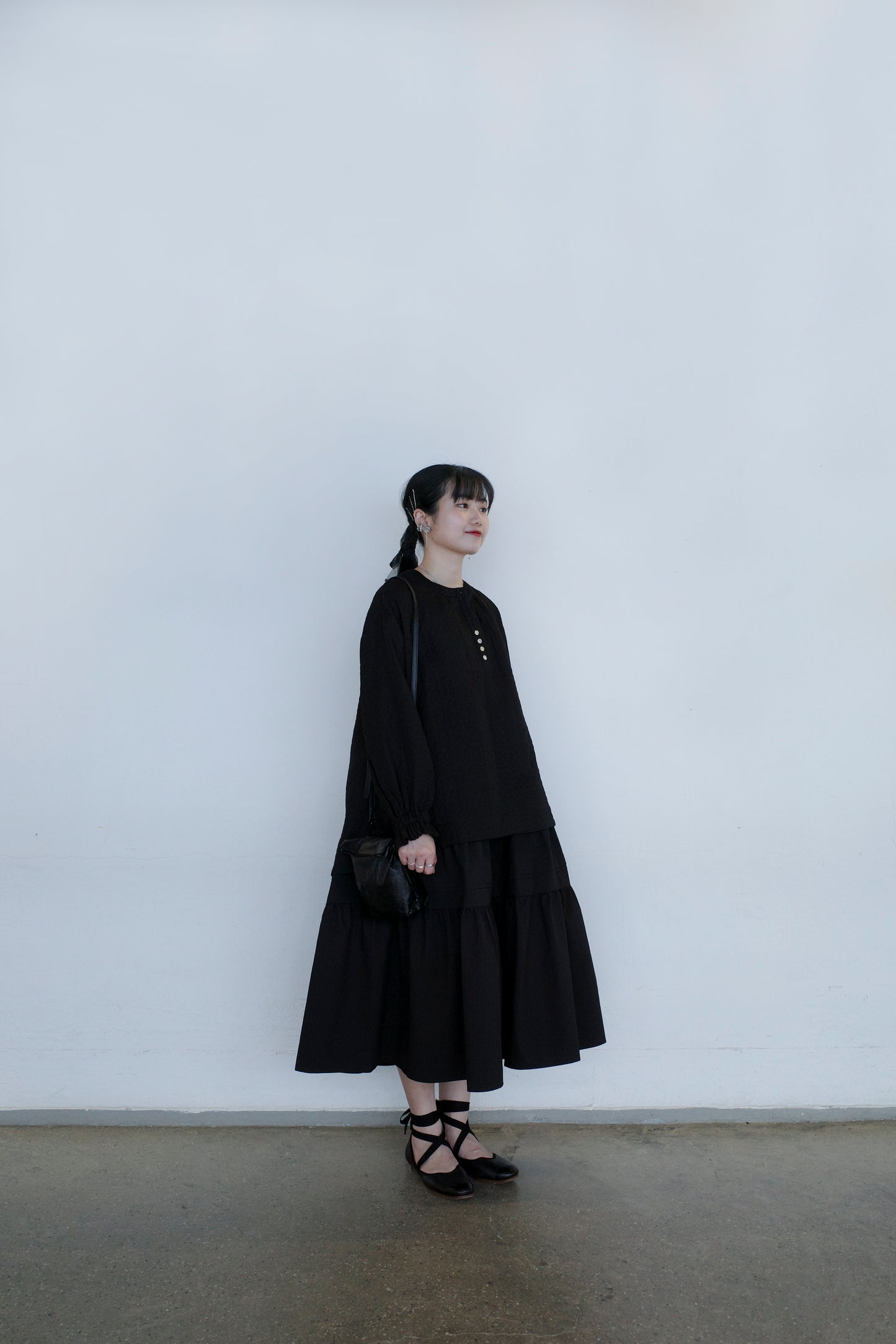 Buttons and Pattern Top - Black