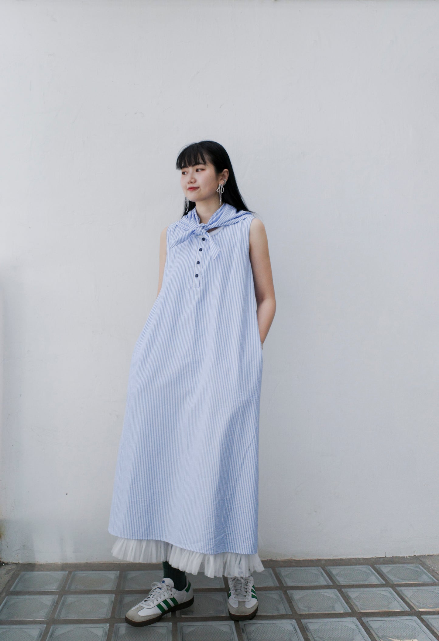Joyyo Dress - Stripes Blue x White  (Pre-order)