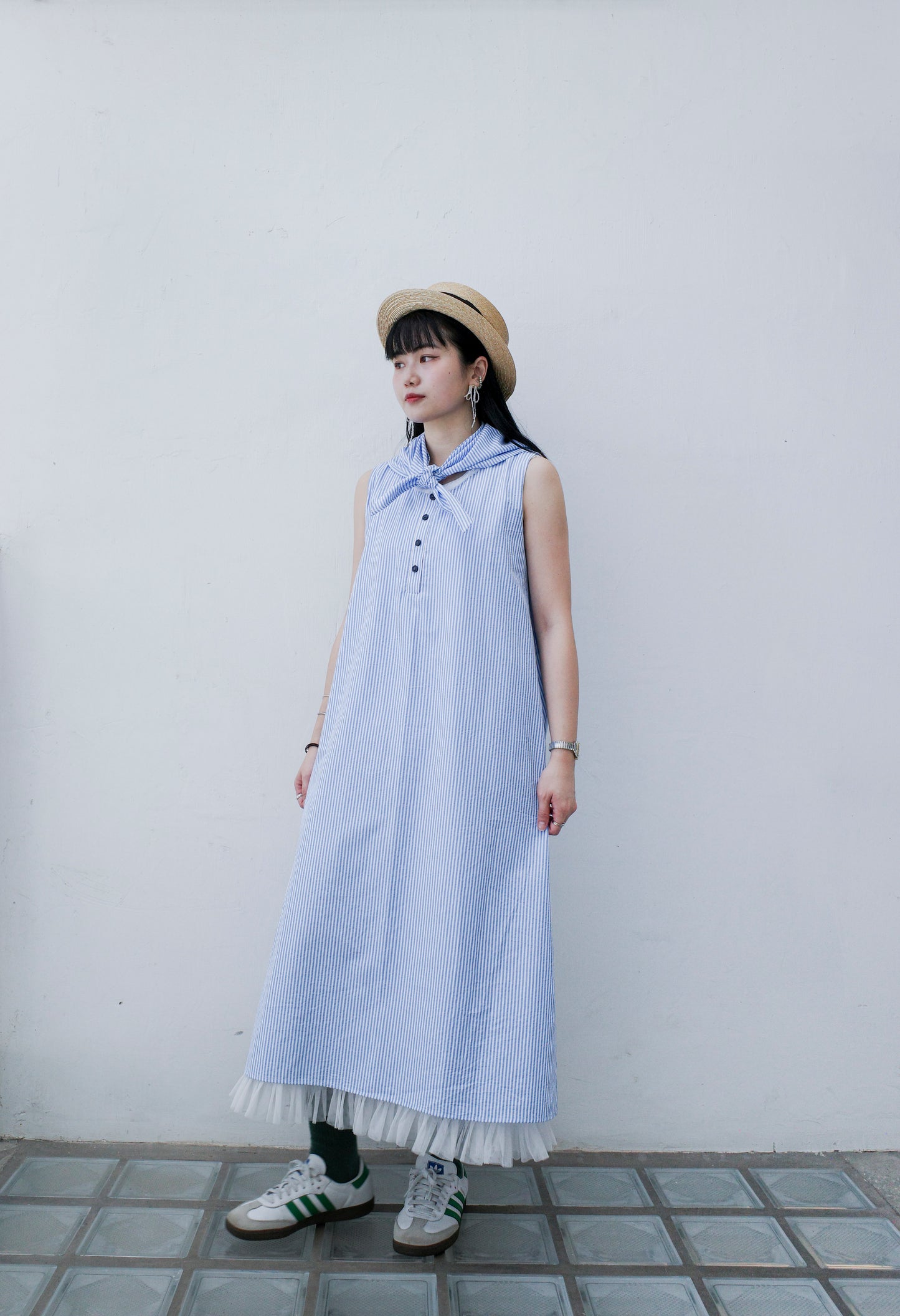 Joyyo Dress - Stripes Blue x White  (Pre-order)