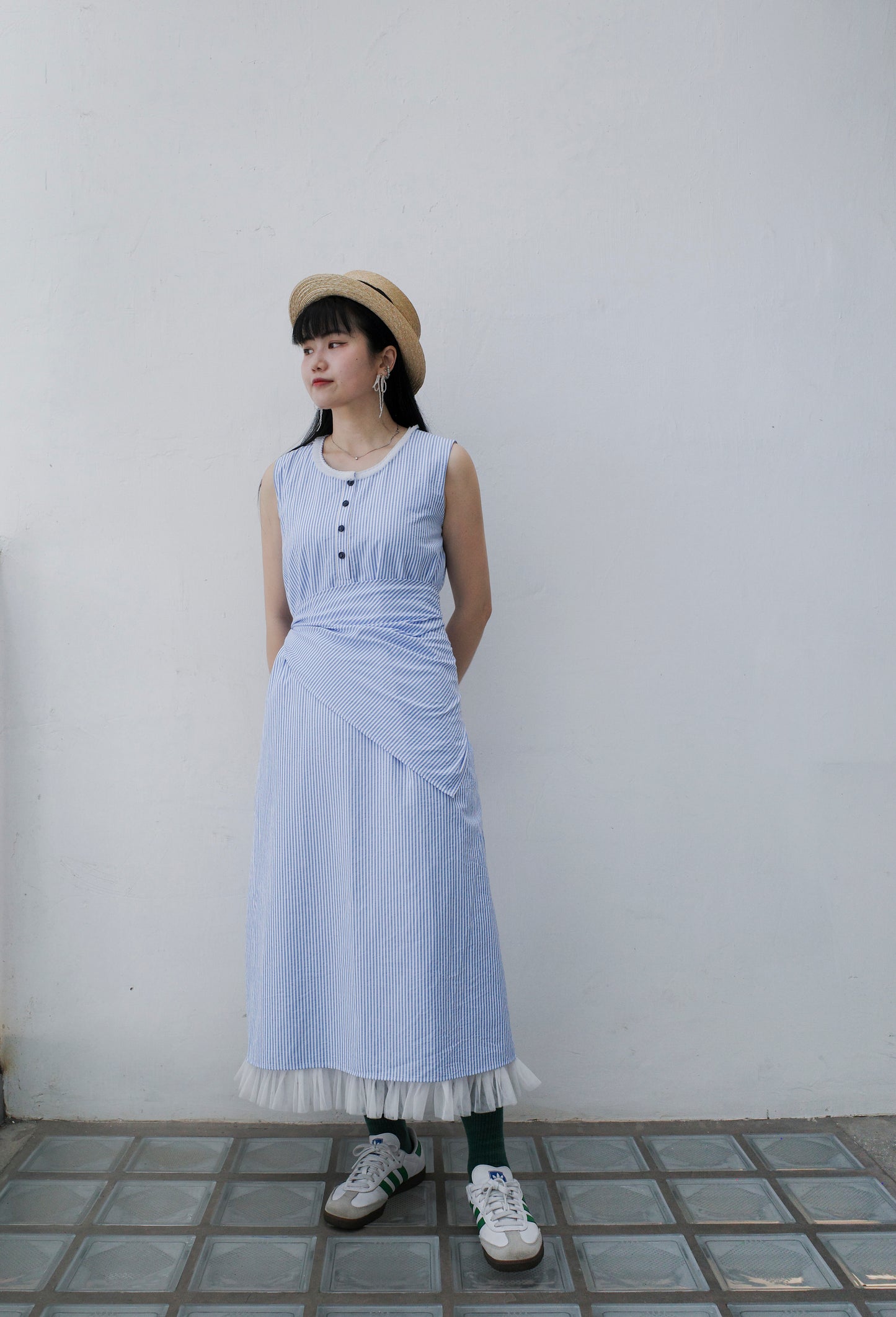 Joyyo Dress - Stripes Blue x White  (Pre-order)