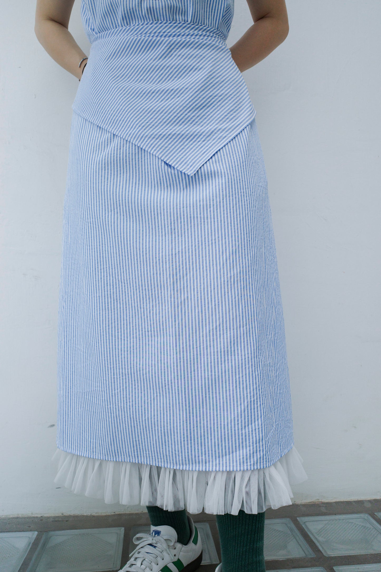 Joyyo Dress - Stripes Blue x White  (Pre-order)