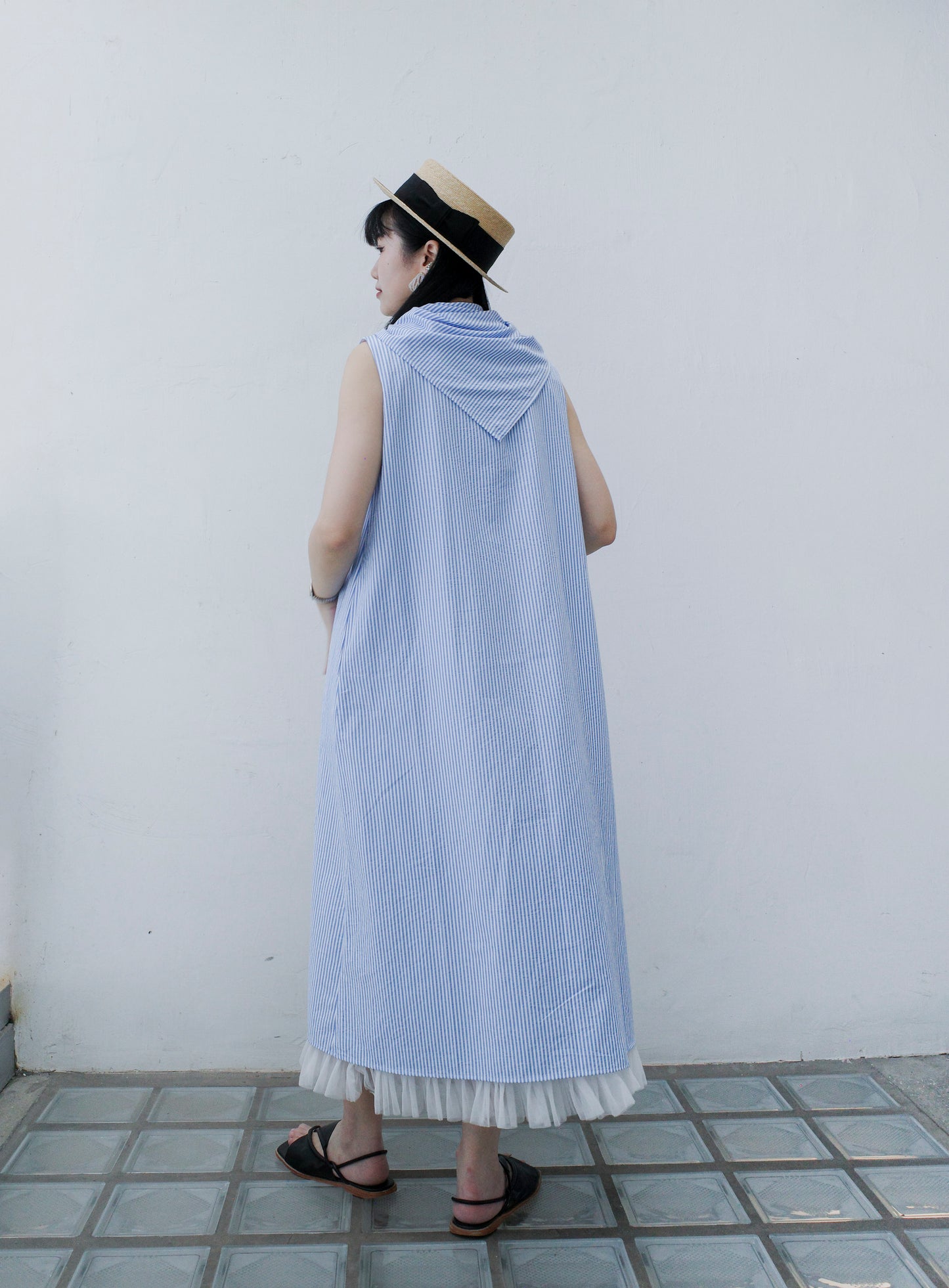 Joyyo Dress - Stripes Blue x White  (Pre-order)