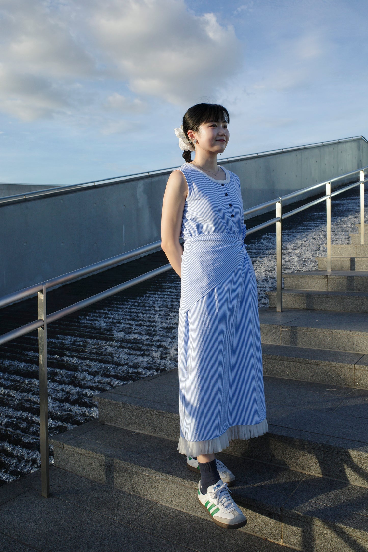 Joyyo Dress - Stripes Blue x White  (Pre-order)