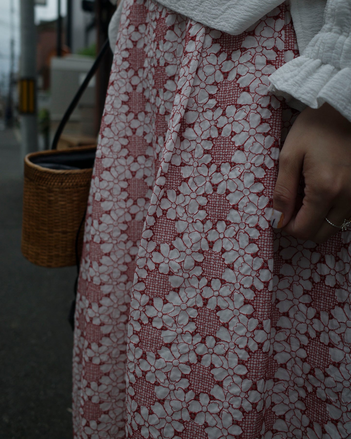 Rosie Embroidery Skirt - Red